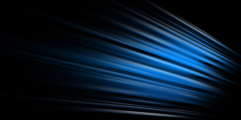  Abstract blue light trails in the dark, motion blur effect
