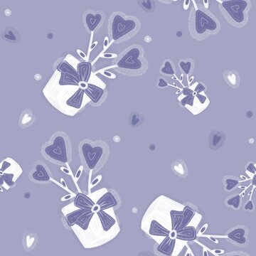 
floral seamless pattern with hearts for valentine's day