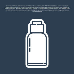 Blue line Canteen water bottle icon isolated on blue background. Tourist flask icon. Jar of water use in the campaign. Vector Illustration.