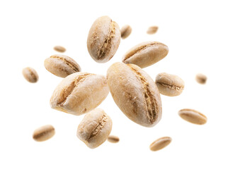 Pearl barley levitates on a white background