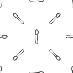 Grey line Disposable plastic spoon icon isolated seamless pattern on white background. Vector Illustration.