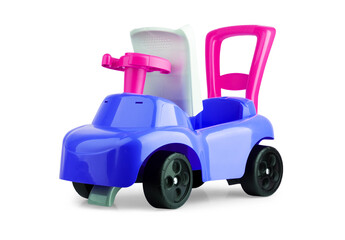 Childrens toy car on white background
