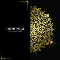 Luxury gold mandala ornate background for wedding invitation, book cover with mandala element style premium vector