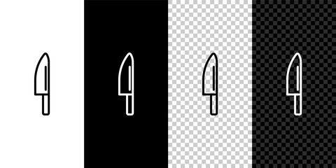 Set line Knife icon isolated on black and white background. Cutlery symbol. Vector.
