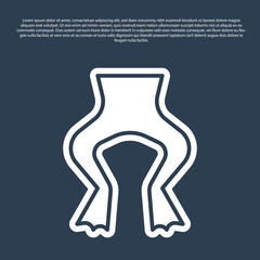 Blue line Frog legs icon isolated on blue background. Vector.