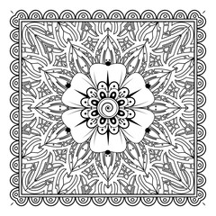 Circular pattern in the form of mandala with flower for henna, mehndi, tattoo, decoration. decorative ornament in ethnic oriental style. coloring book page.