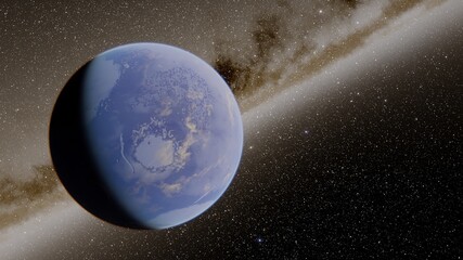 Planets and galaxy, science fiction wallpaper. Beauty of deep space. Billions of galaxy in the universe Cosmic art background 3d render
