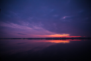 Fototapeta premium Sunset with reflection on the lake