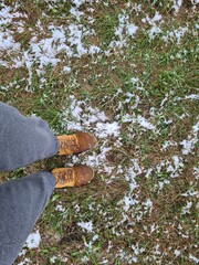 A walk through the snow in wet weather