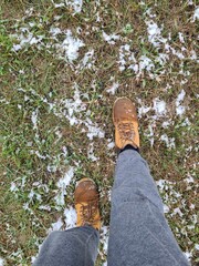 A walk through the snow in wet weather