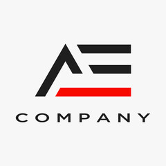	AE initial letter design abstract logo, unique red blue color combination