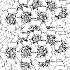 Mehndi flower for henna, mehndi, tattoo, decoration. decorative ornament in ethnic oriental style. doodle ornament. outline hand draw illustration. coloring book page.