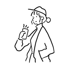 お茶を飲む女性2