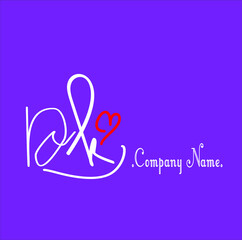 D K DK Initial handwriting or handwritten logo for identity