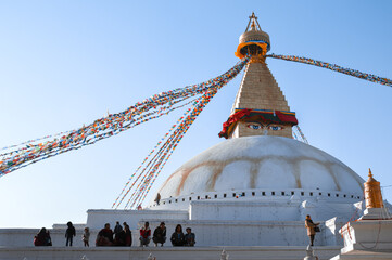 Boudhanath or Boudha Stupa, a popular tourist attraction in Kathmadu Nepal declared as a UNESCO World Heritage Site