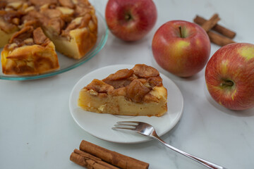 apple ricotta pie with cinnamon on a table