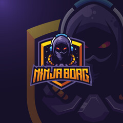 Ninja cyborg esport gaming logo template