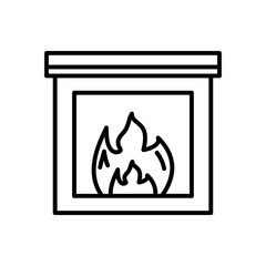 Fireplace icon line style vector