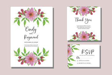 Floral Watercolor Wedding Invitation Elegant; flowers, leaves, watercolor, isolated on white. Sketched wreath, floral and herbs garland with green, greenery color. Vintage Watercolor style, 