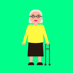 Old woman icon flat design illustration