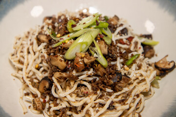 A bowl of spicy noodles