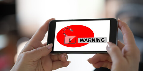 Warning concept on a smartphone