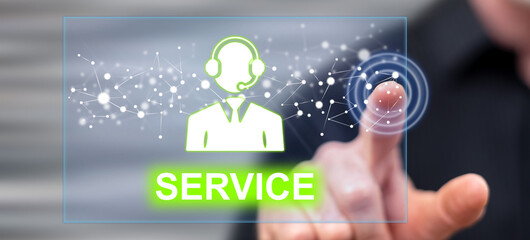 Man touching a service concept