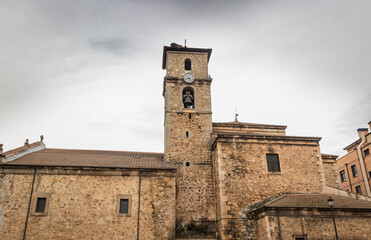 Fototapeta na wymiar Parish church of San Leonardo Abad in San Leonardo de Yague town, province of Soria, Castile and Leon, Spain