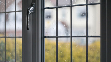 View through a window on a rainy day England, United Kingdom