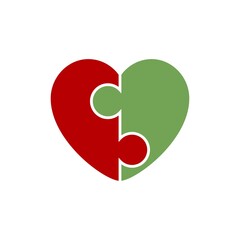Heart icon of two halves, puzzle concept.Vector illustration.