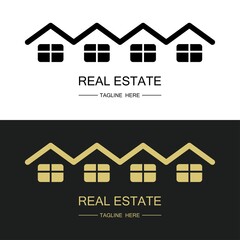 Clean house logo, cottage, for real estate company, real estate concept. Vector illustration.