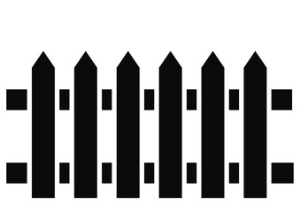 picket fence, black silhouette, vector icon
