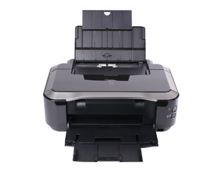 Multifunctional office printer on white background