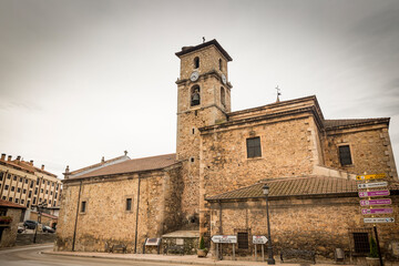 Parish church of San Leonardo Abad in San Leonardo de Yague town, province of Soria, Castile and...