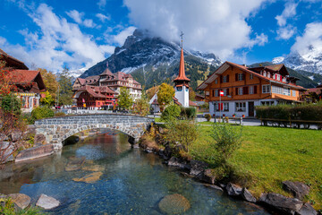 Village Kandersteg (Switzerland) and the mountain Dundenhorn