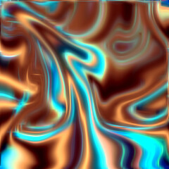 Golden blue phosphorescent abstract background with glowing lines