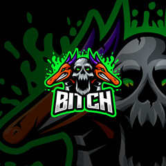 Skull dragon esport gaming logo template