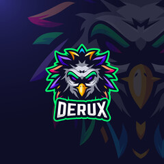 Bird colorful esport gaming logo template
