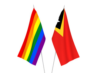 Rainbow gay pride and East Timor flags