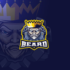 Beard king cyborg esport logo gaming template