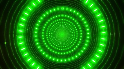 Green neon particles green glowing design tunnel 3d illustration background wallpaper design artwork
