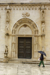 Fototapeta na wymiar portal del leon, catedral de Santiago, Patrimonio Mundial de la UNESCO,Sibenik, costa dalmata, Croacia, europa