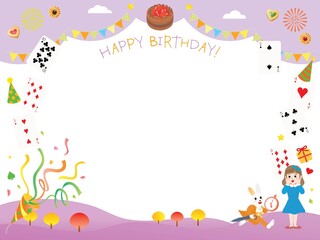 不思議の国のアリスのお誕生日のフレームイラスト