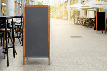 Special menu announcement board.  Chalkboard stand for menu restaurant and cafe welcome easel with copy space and clipping path.