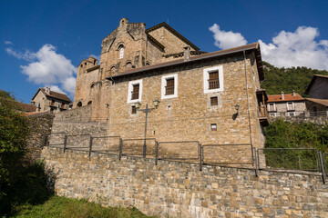 Fototapeta na wymiar iglesia del monasterio de San Pedro, siglos XI-XII,Siresa,valle de Hecho, pirineo aragones,Huesca,Spain