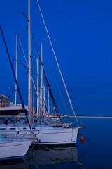 Blue night sky over the coast of Volos, Greece