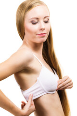 Obraz premium Woman wearing too big bra