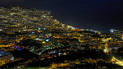 Funchal city by night, Funchal, Madeira Island, Portugal