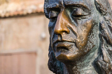 Fryderyk Chopin, escultura realizada por Zofia Wolska, cartuja de Valldemosa, siglo XV, Mallorca, balearic islands, spain, europe - obrazy, fototapety, plakaty