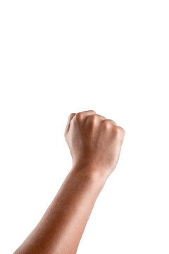 A hand is gesturing on a white background